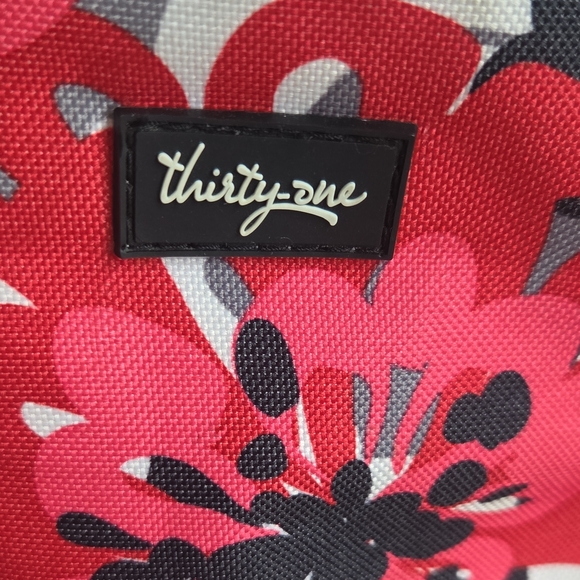 Thirty-One Pink Floral Tote with Black Straps With Monagram "S" - Picture 5 of 10